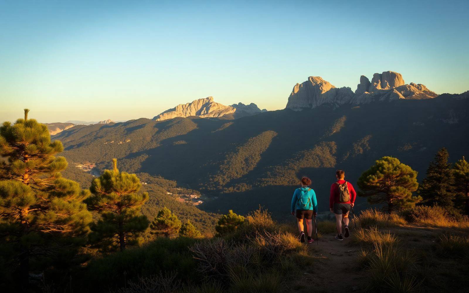 Senderistas en un sendero de las montañas de la Marina Baixa cerca de Tarbena